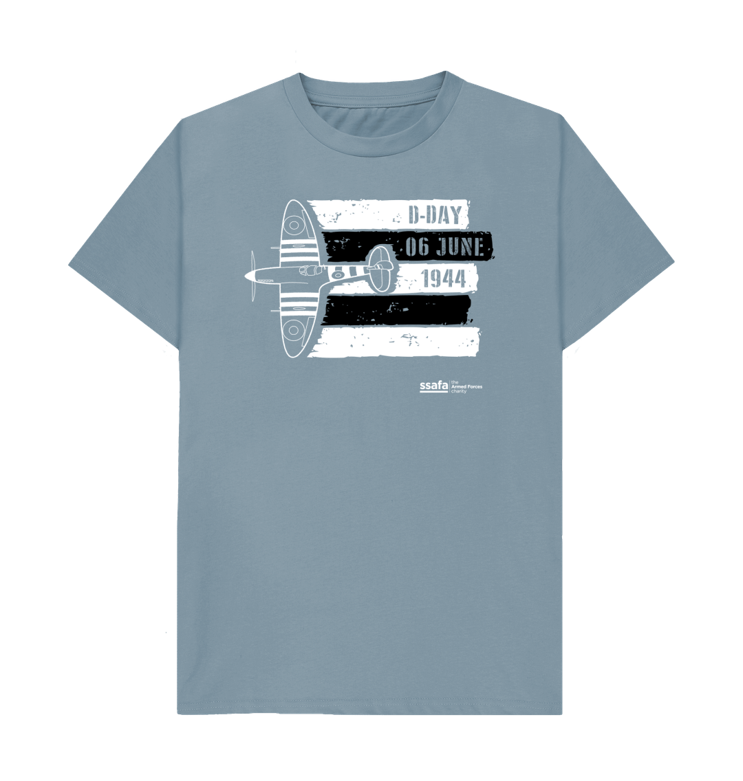 D-Day Spitfire Invasion Stripes T-Shirt (Stone Blue) | SSAFA Store