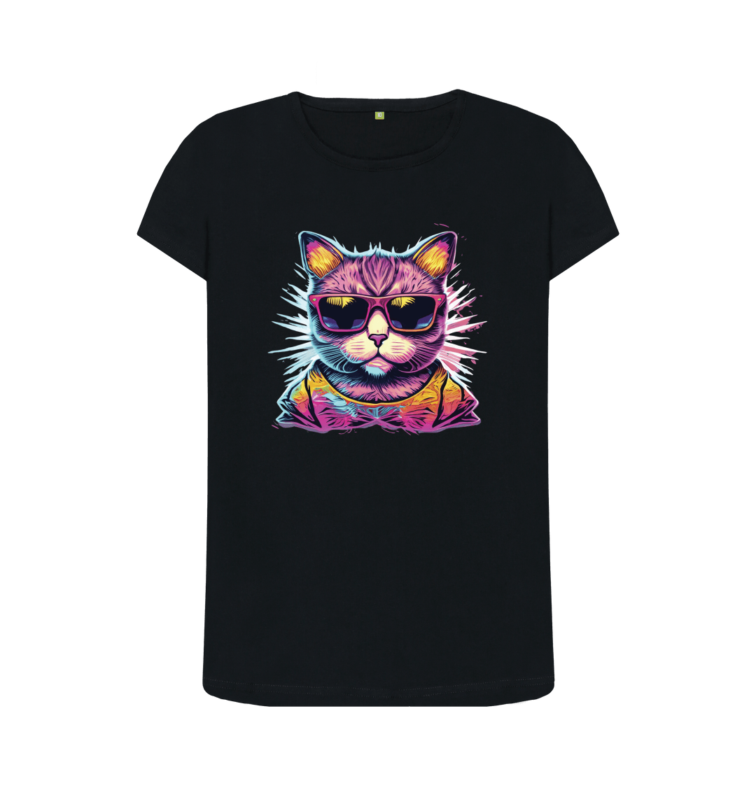 Psychedelic cat t sales shirt