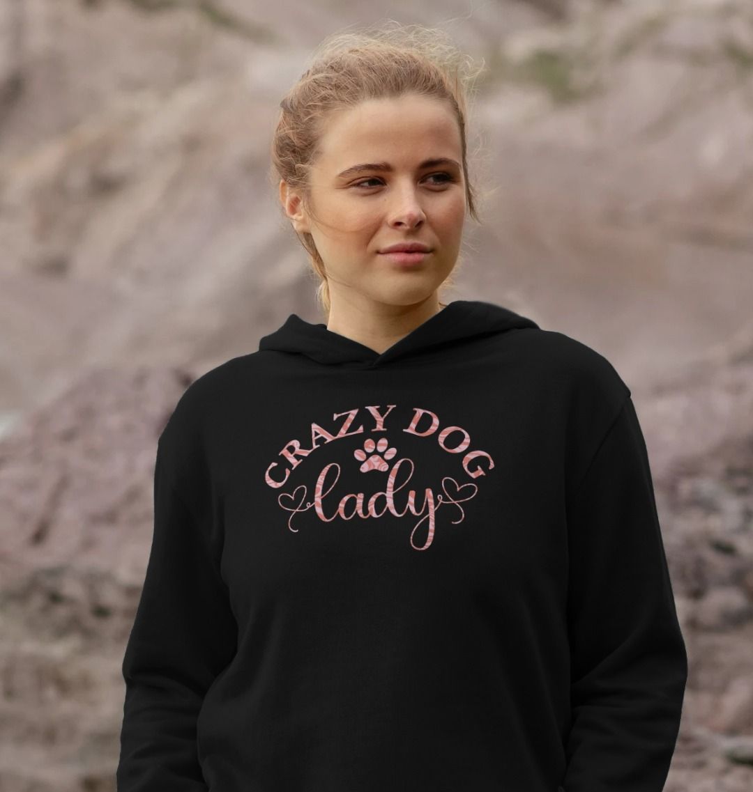 Crazy Dog Lady Womens Organic Cotton Hoodie