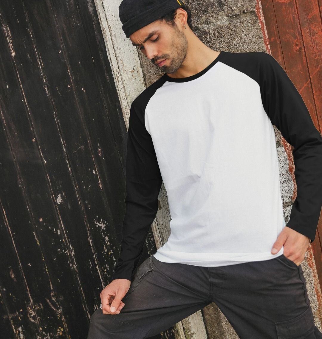 Plain black and white baseball clearance tee