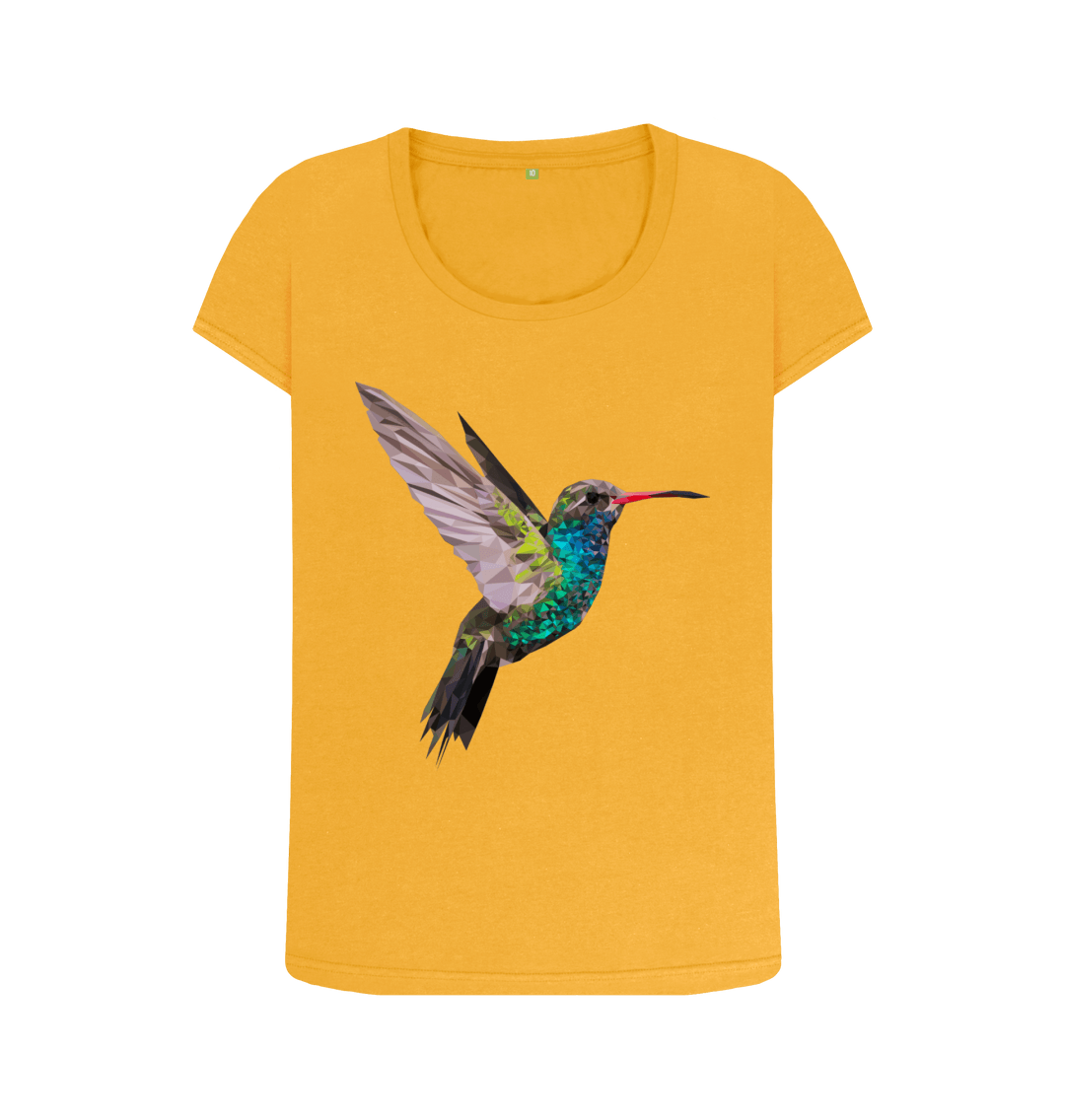 Women's Eco-Friendly Hummingbird Scoop Neck T-Shirt - Artistic Avian  Elegance