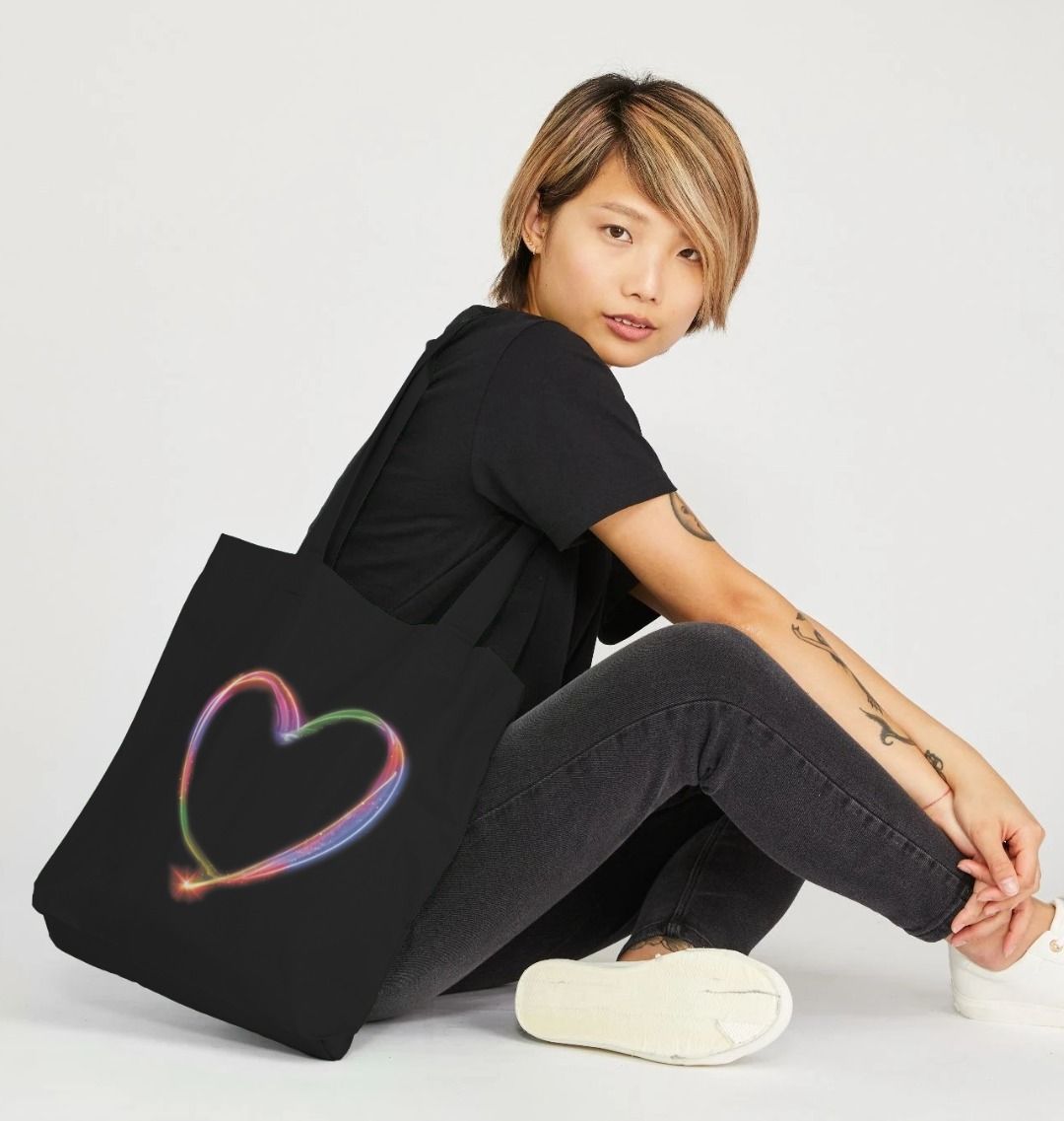 S heart tote bag large theredtread ブラック S heart tote bag large