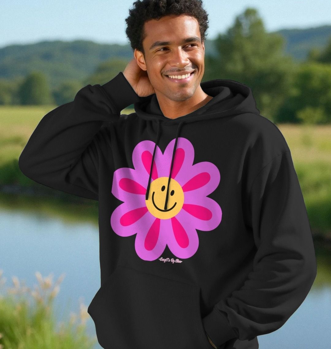 Smiley Flower Relaxed Fit Unisex Hoodie