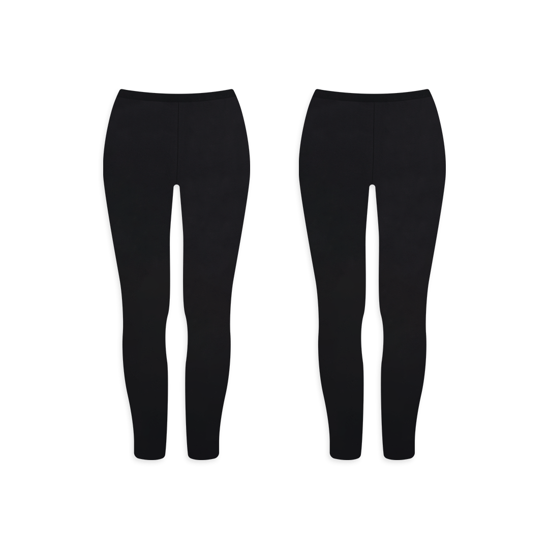 Black Leggings - Ladies - 2 Pk - 95% Cotton/ 5% Elastane- Regular