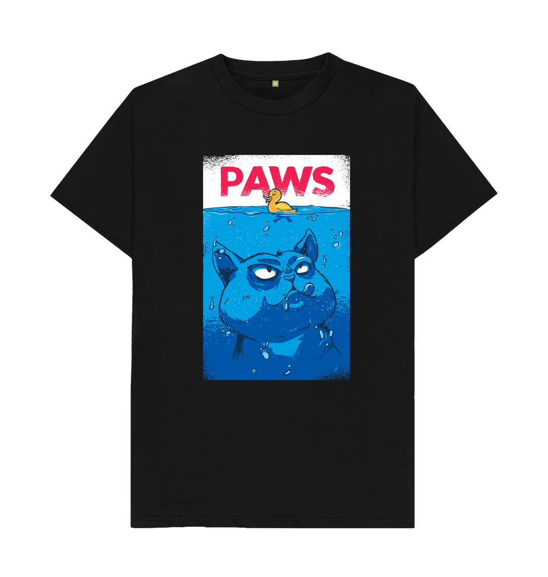 Funny Cat T Shirt Paws The Movie Jaws Parody
