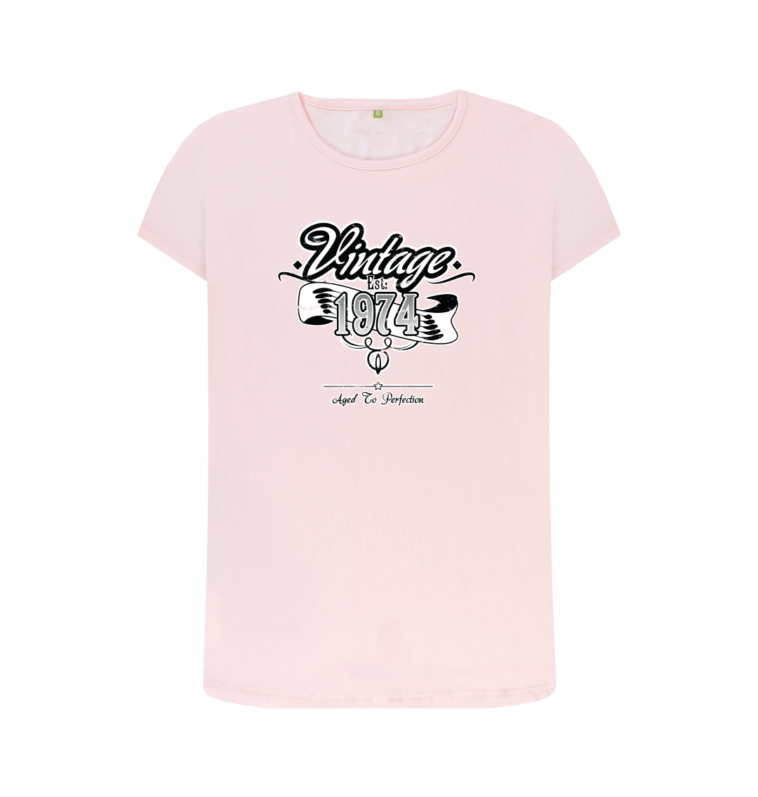 Birthday Womens T Shirt Vintage Est 1974 Aged To Perfection