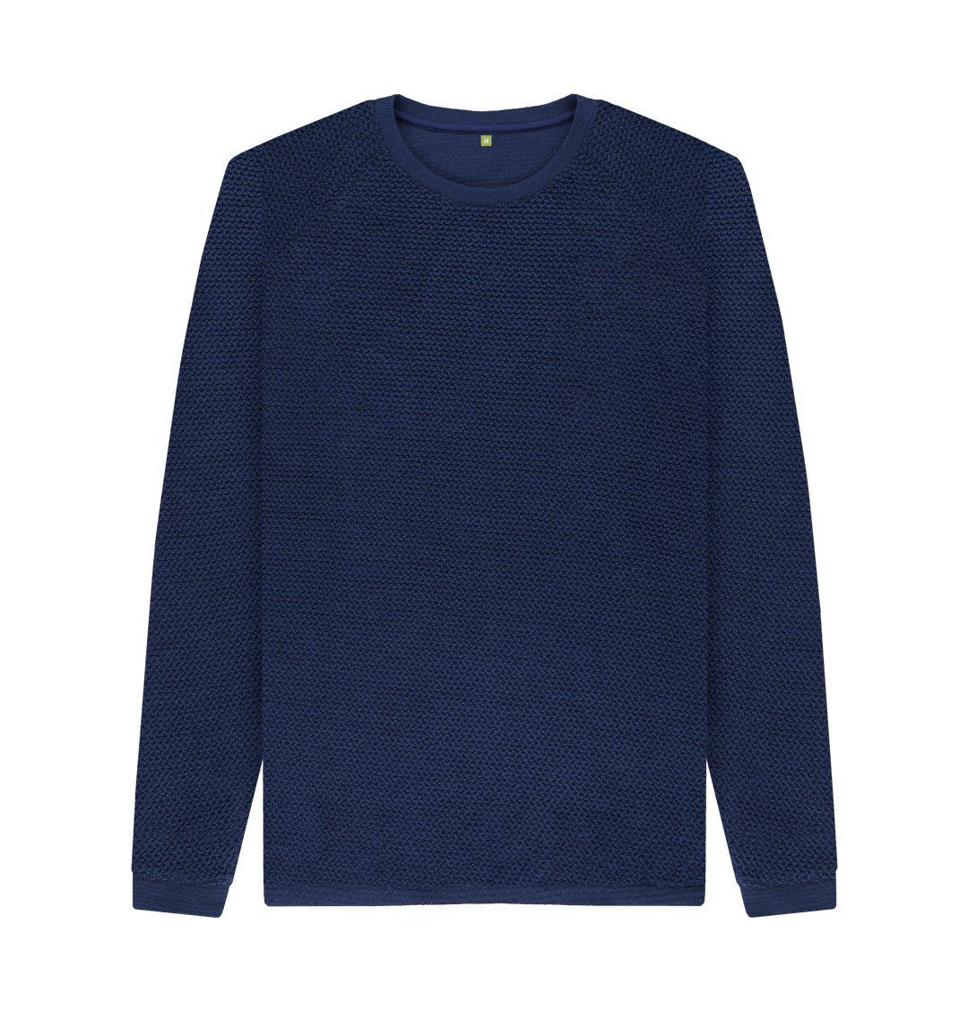 blue knitted jumper