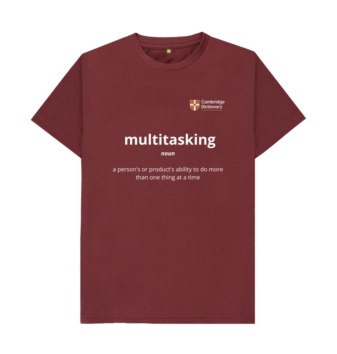Multitasking organic cotton T shirt - white writing variety