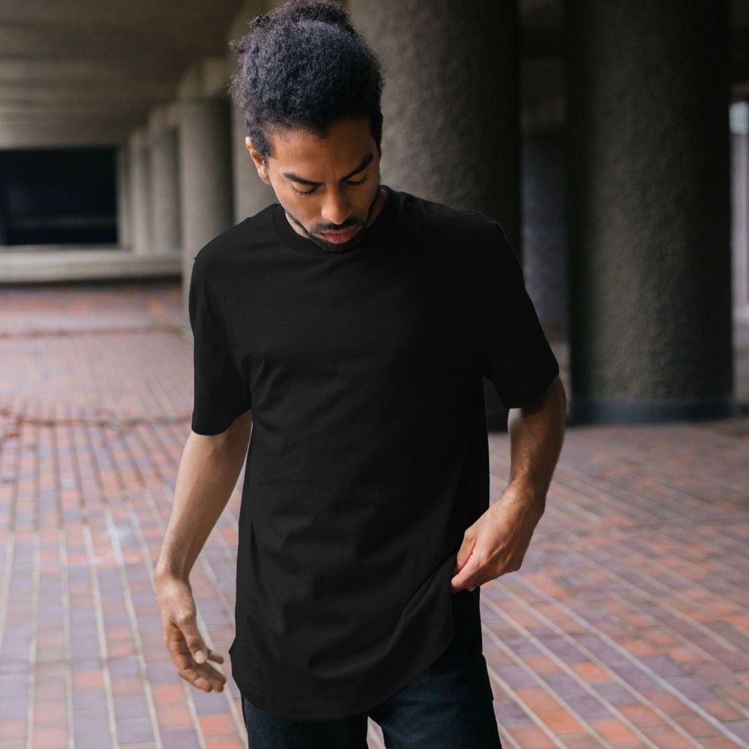 plain black longline t shirt