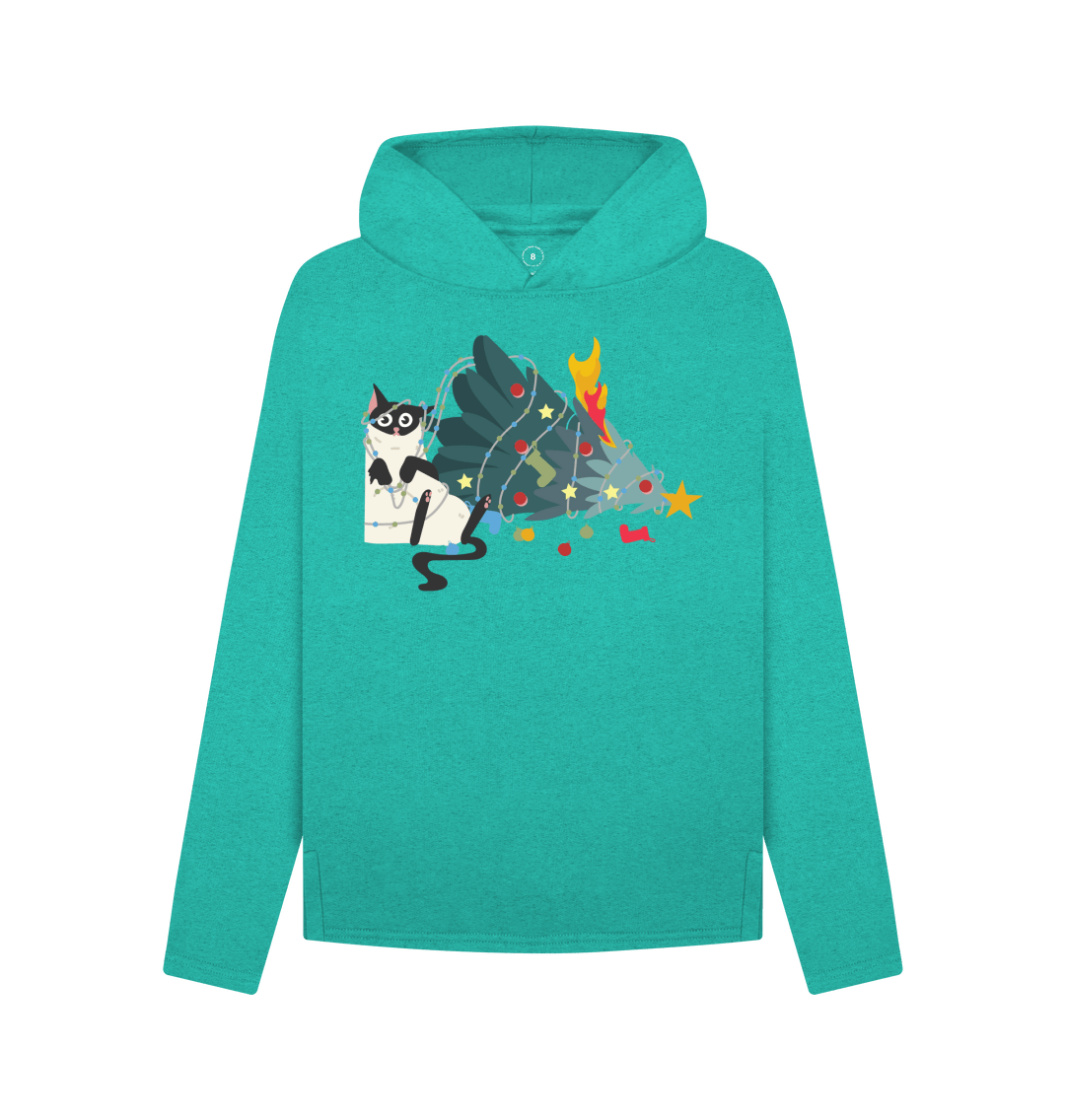 Women s Cat Christmas Hoodie Relaxed Fit