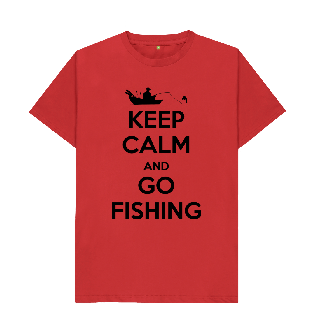 Men's Angling T-Shirt's, Front - Keep Calm And Go Fishing , Back -  Fishermanshub.com Logo, Round Neck, Long Sleeves