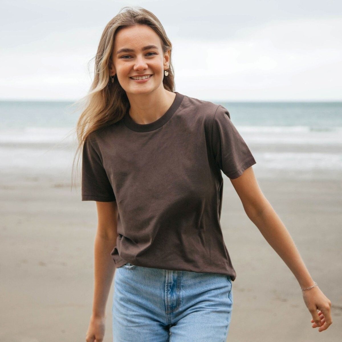 womens plain cream t shirt