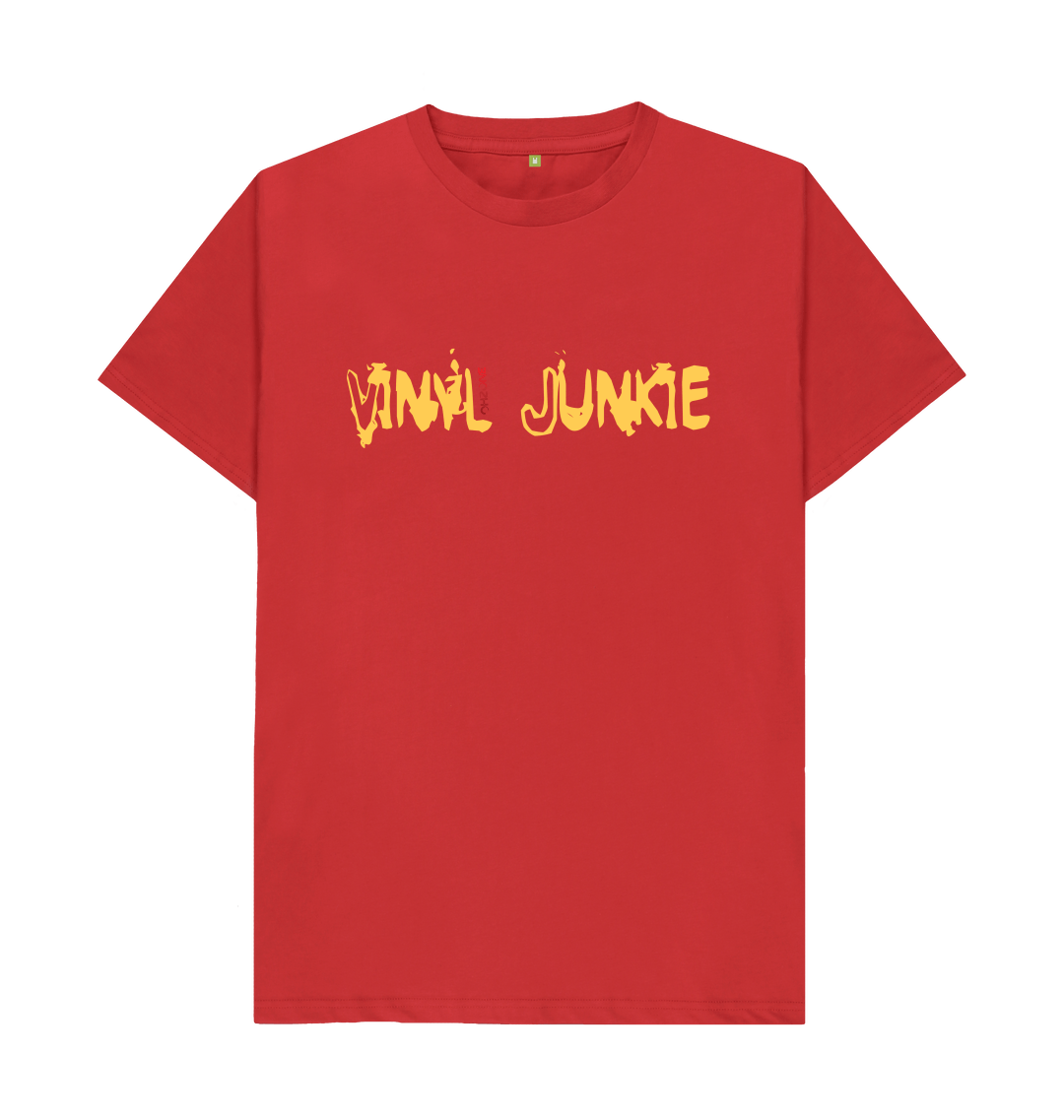 Mens Yellow Vinyl Junkie T-Shirt