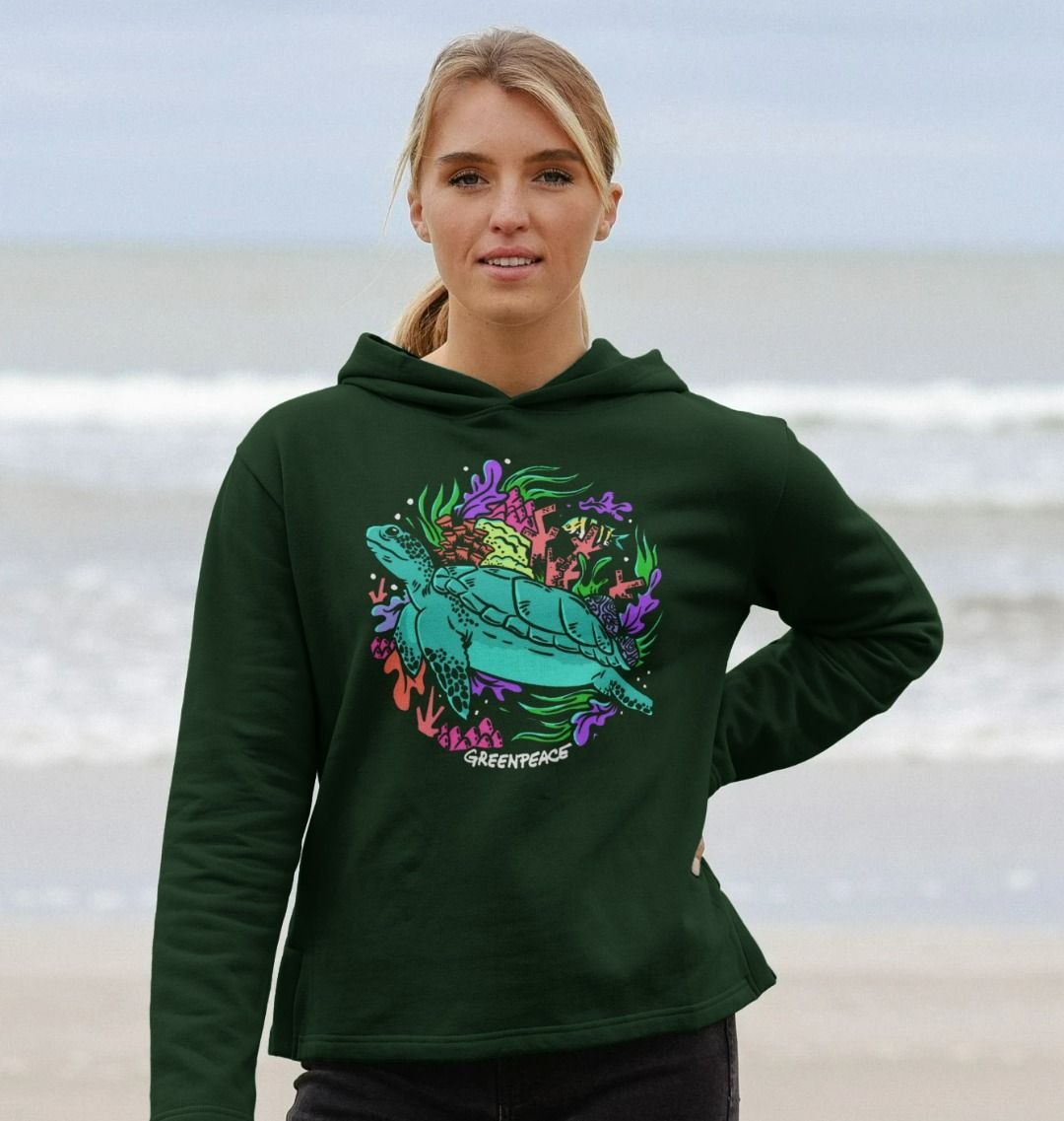 Sea Turtles Textured Sleeveless Hoodie Cover-Up