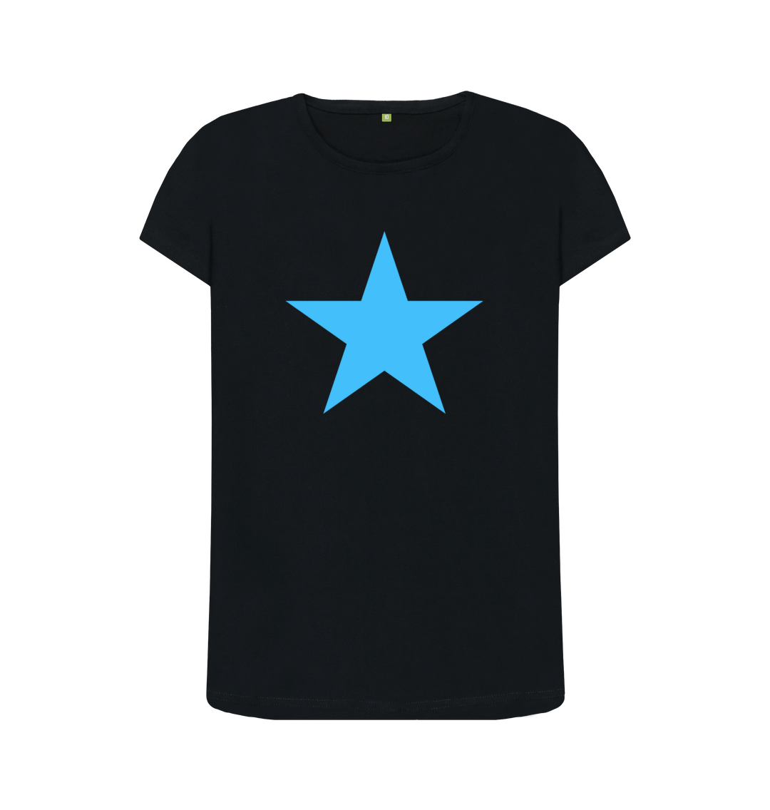 blue t shirt with white stars