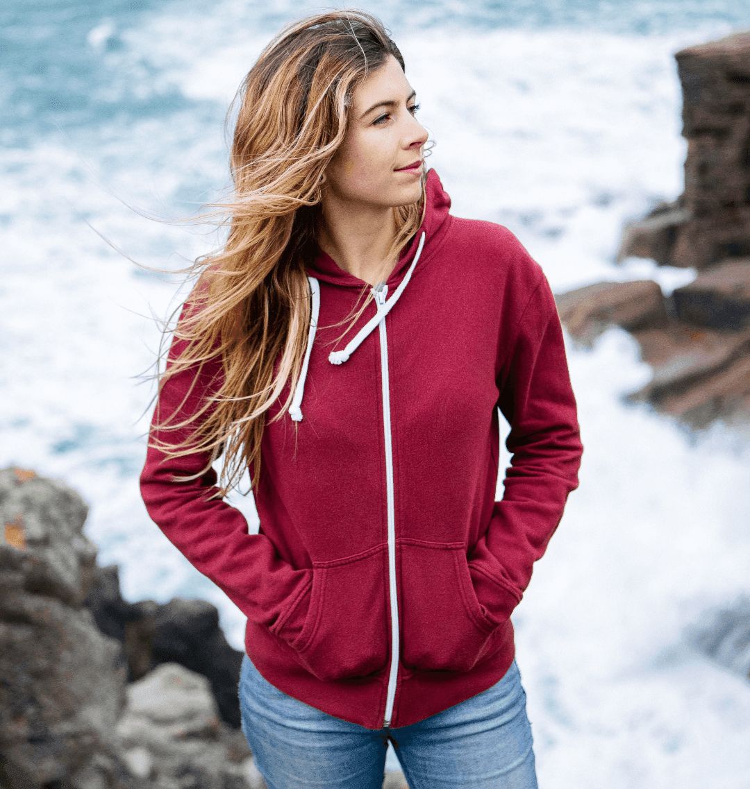 womens red zip up jacket