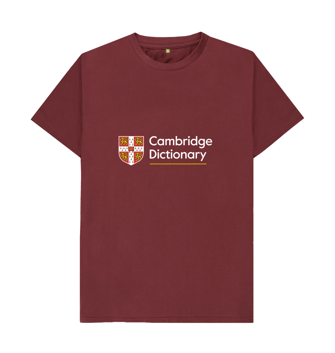 Cambridge Dictionary organic cotton T shirt white writing variety