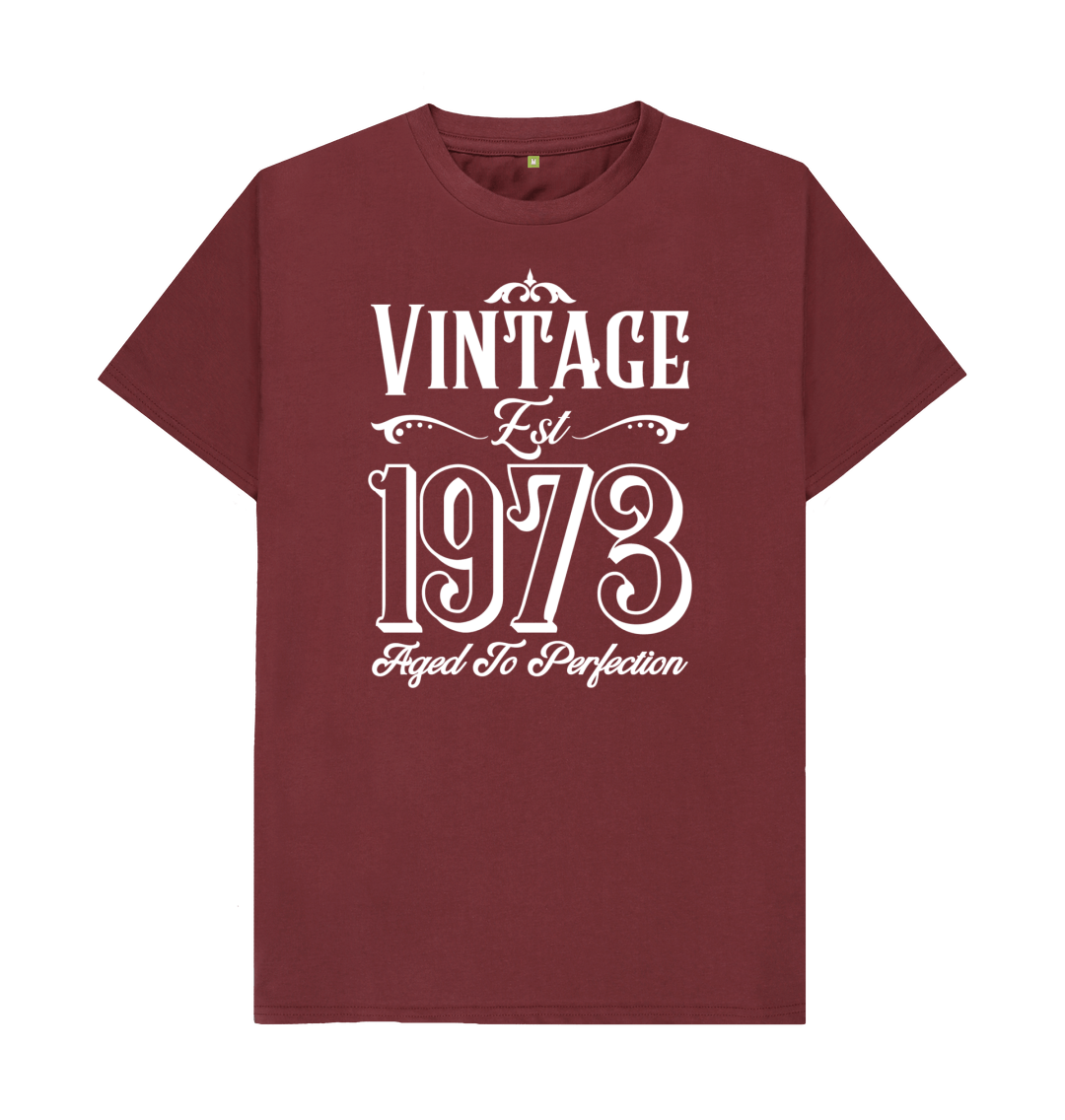 50th Birthday T Shirt Vintage 1973, Aged To Perfection