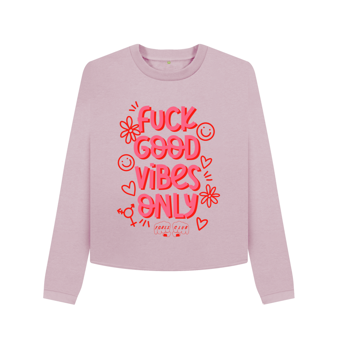 Hot Pink Good Vibes Only Pullover Sweater