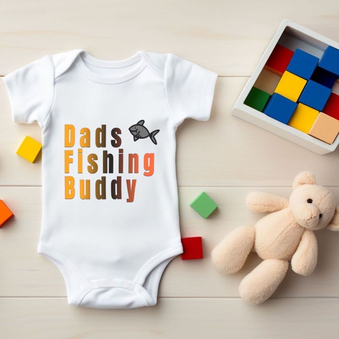 Dad's Fishing Buddy baby boy shirt' Organic Short-Sleeved Baby Bodysuit