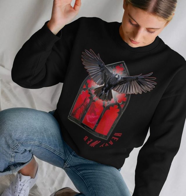 F Caw F Hoodie Crow Silhouette Raven Night Goth Dark Mens