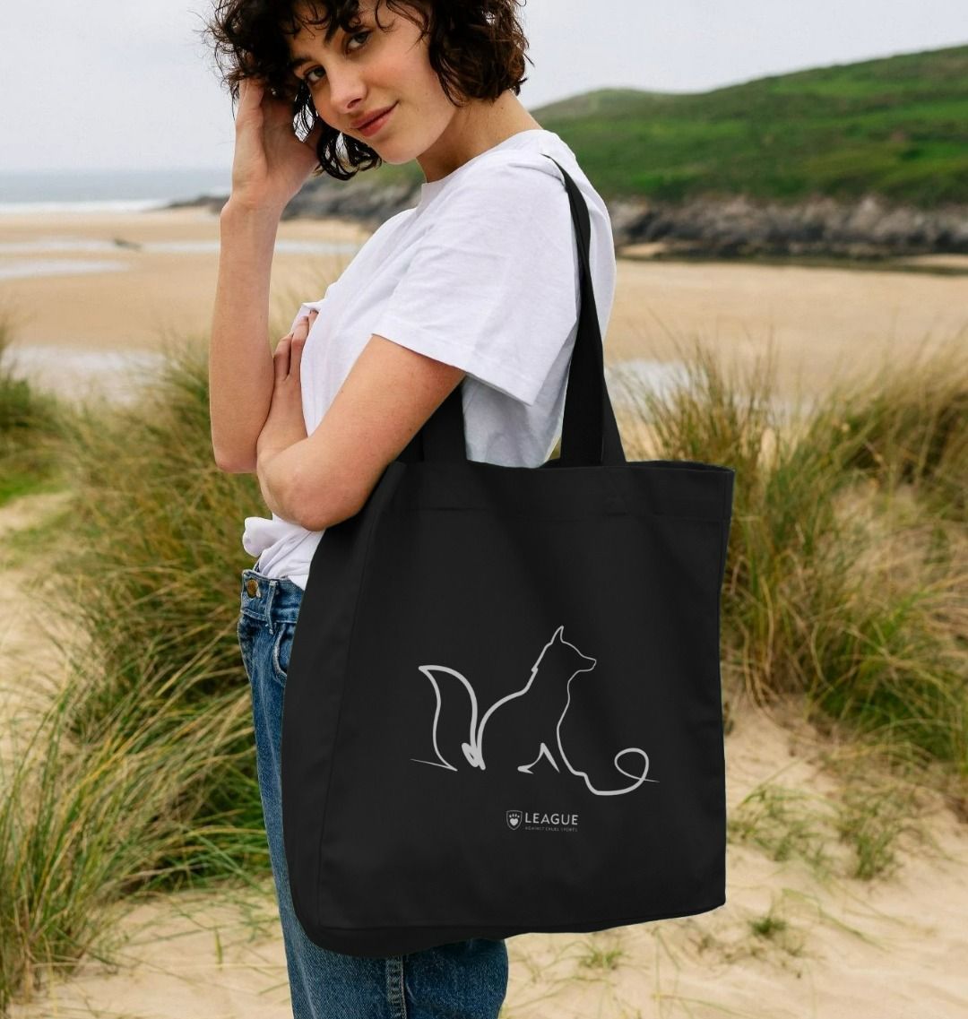 Fox Outline (White) Large Tote Bag