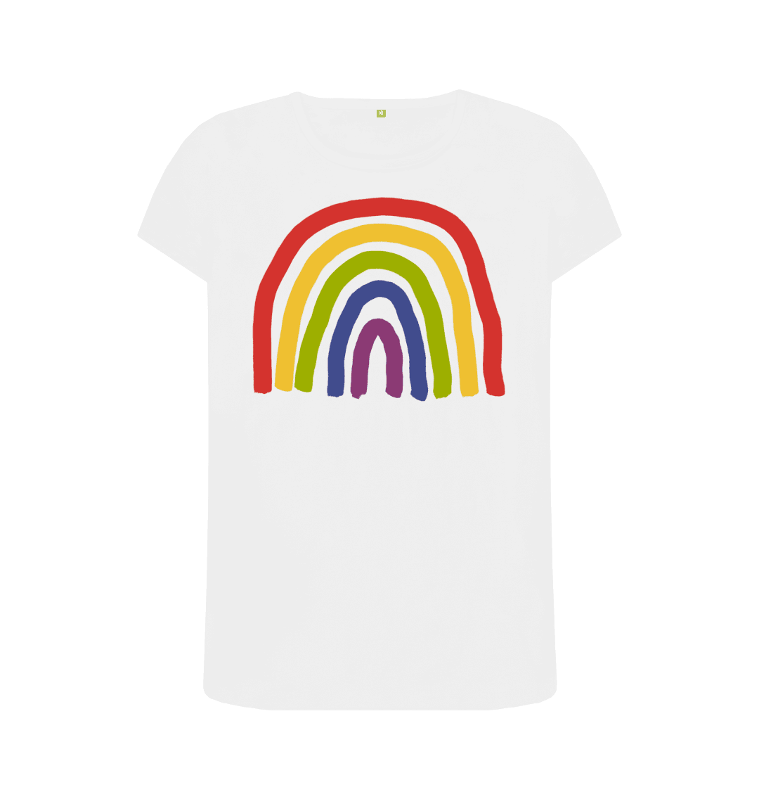 white rainbow t shirt