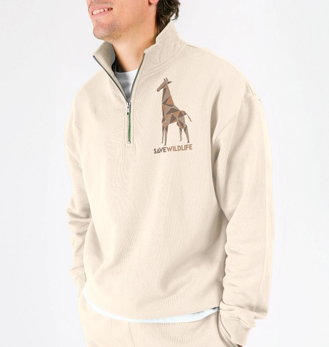 Giraffe Quarter Zip | Wildlife Jumper | Yanmos Clothing