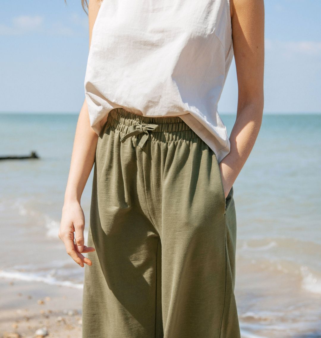 Pure Cotton Wide Leg Trousers  MS Collection  MS