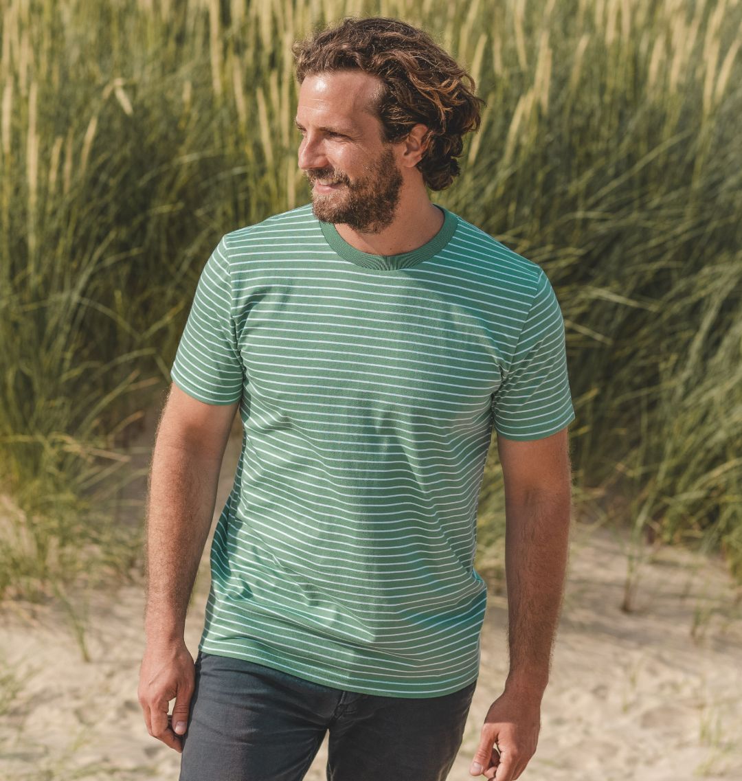 Green striped t outlet shirt mens