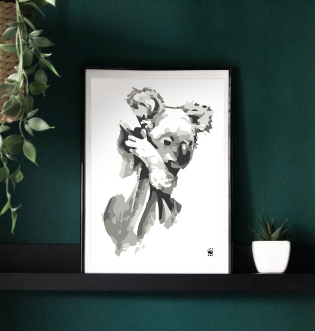 Wall Art Print, Koala with heart, love