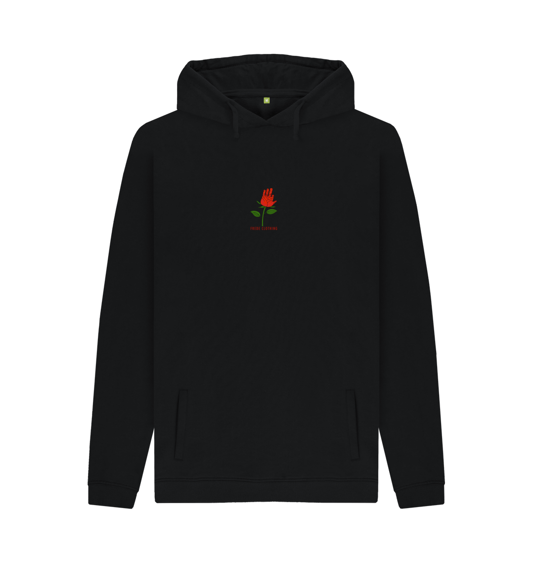 Black hoodie with roses on sleeves mens best sale