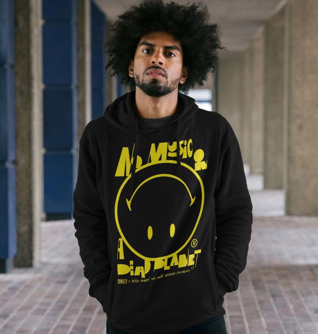 Smiley X Raissa Pardini NO MUSIC ON A DEAD PLANET Hoodie Black