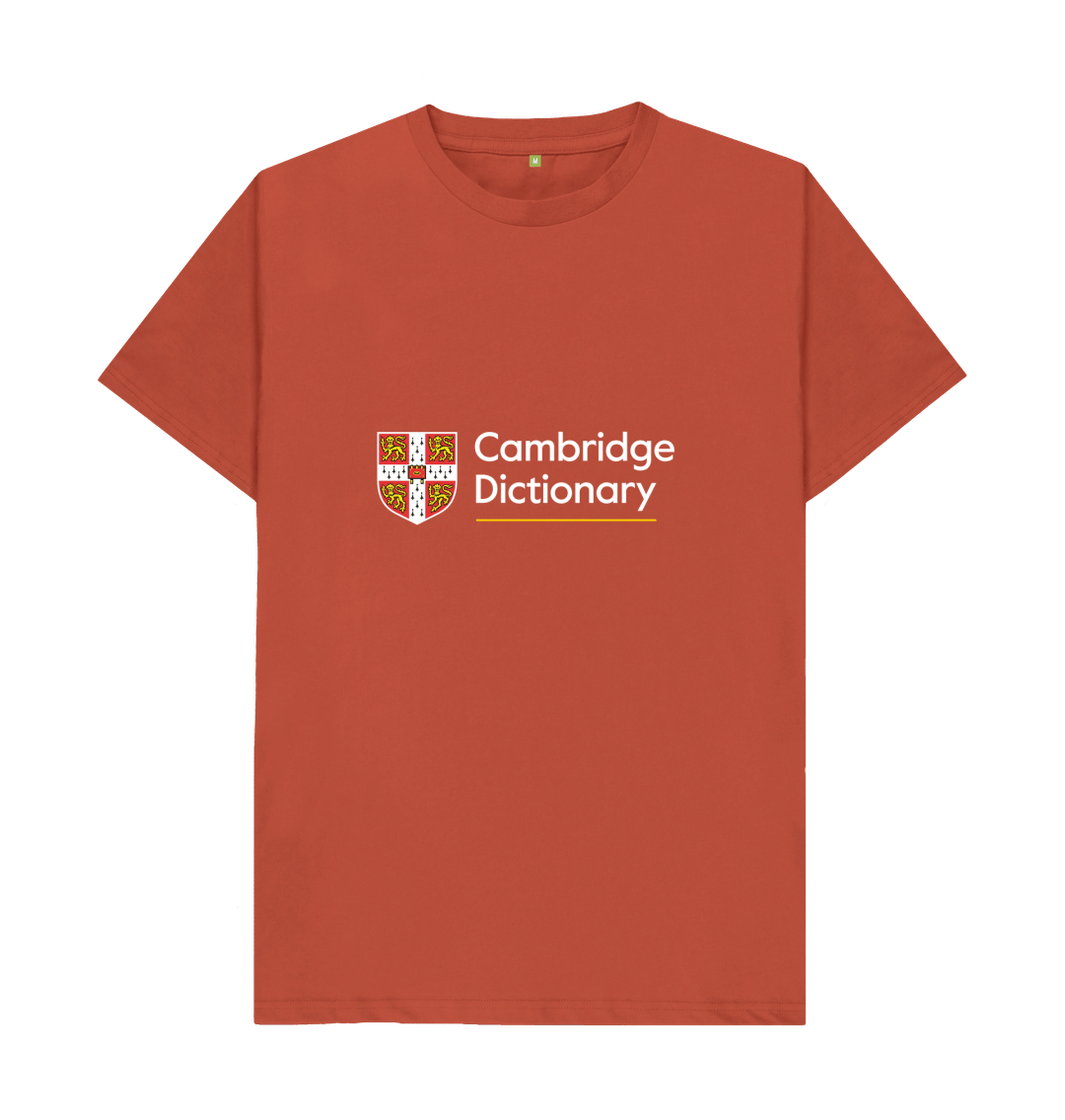Cambridge Dictionary organic cotton T shirt white writing variety