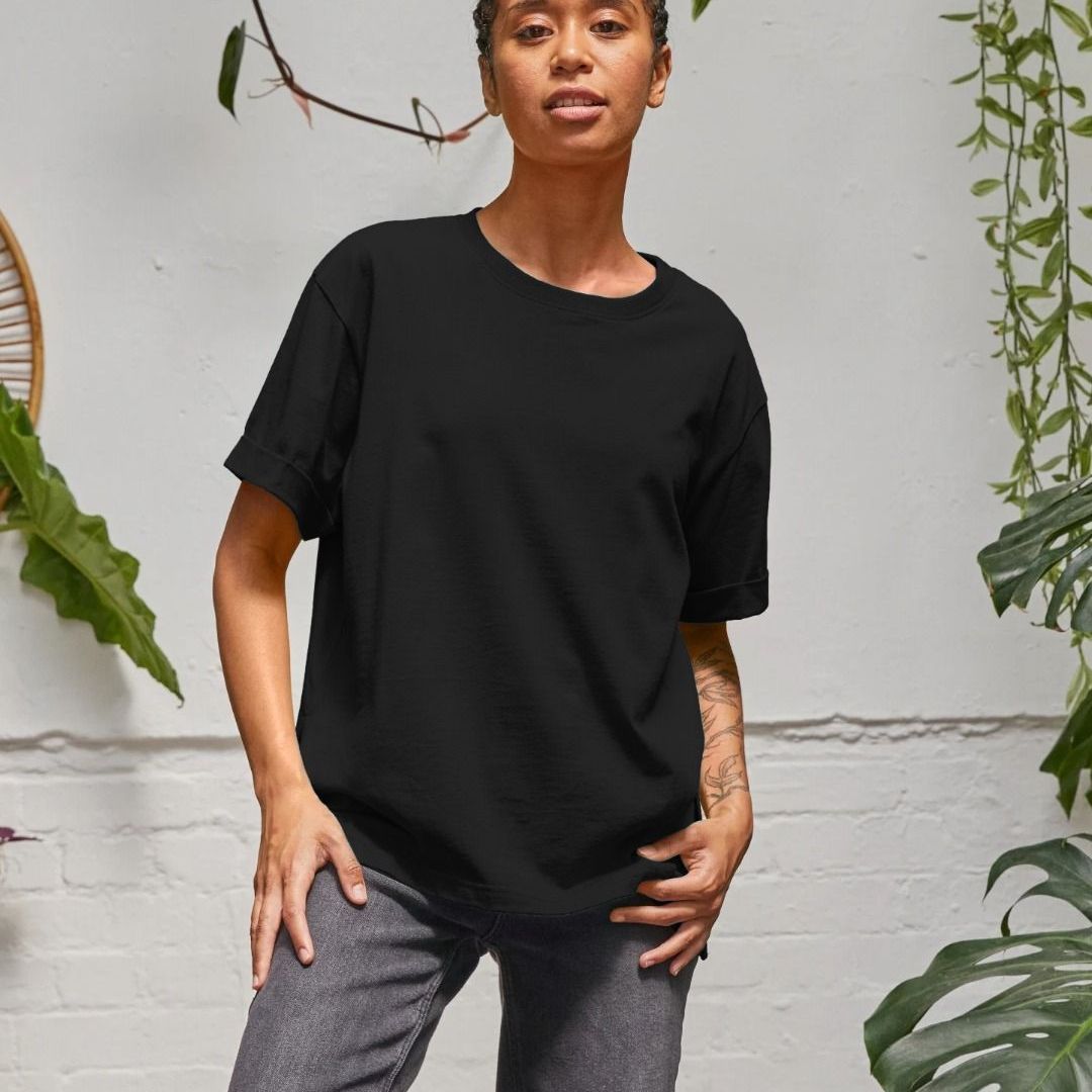 Relaxed Fit Basic Black T Shirt Base Layer Womens Relaxed Fit