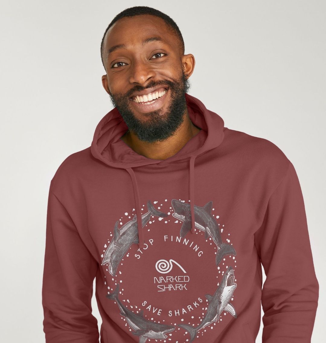 Great White Shark Circle Grey Design Men s Hoodie