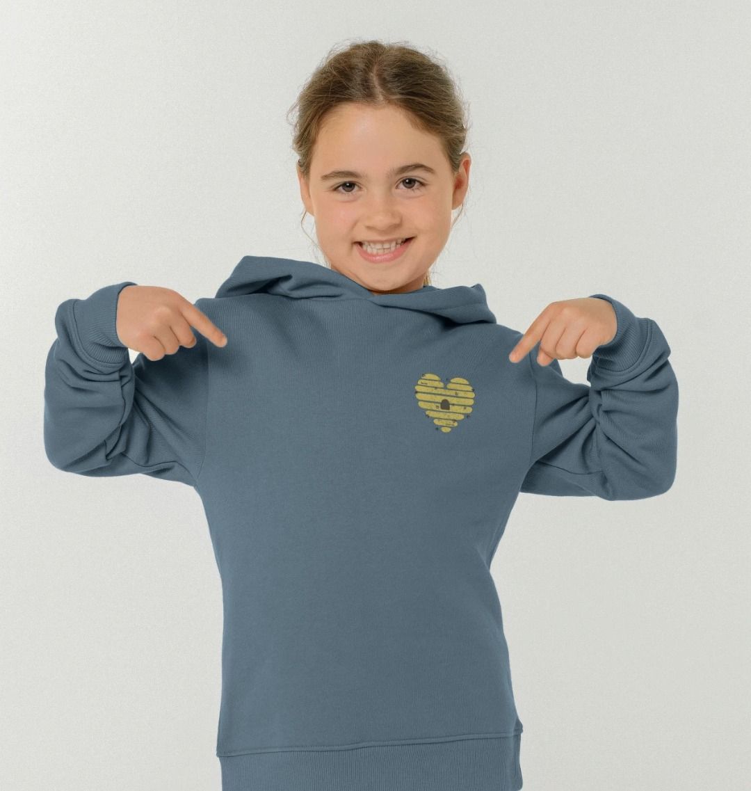 kids cotton hoodie bee kind