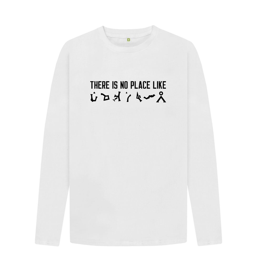 black long sleeve shirt with white writing