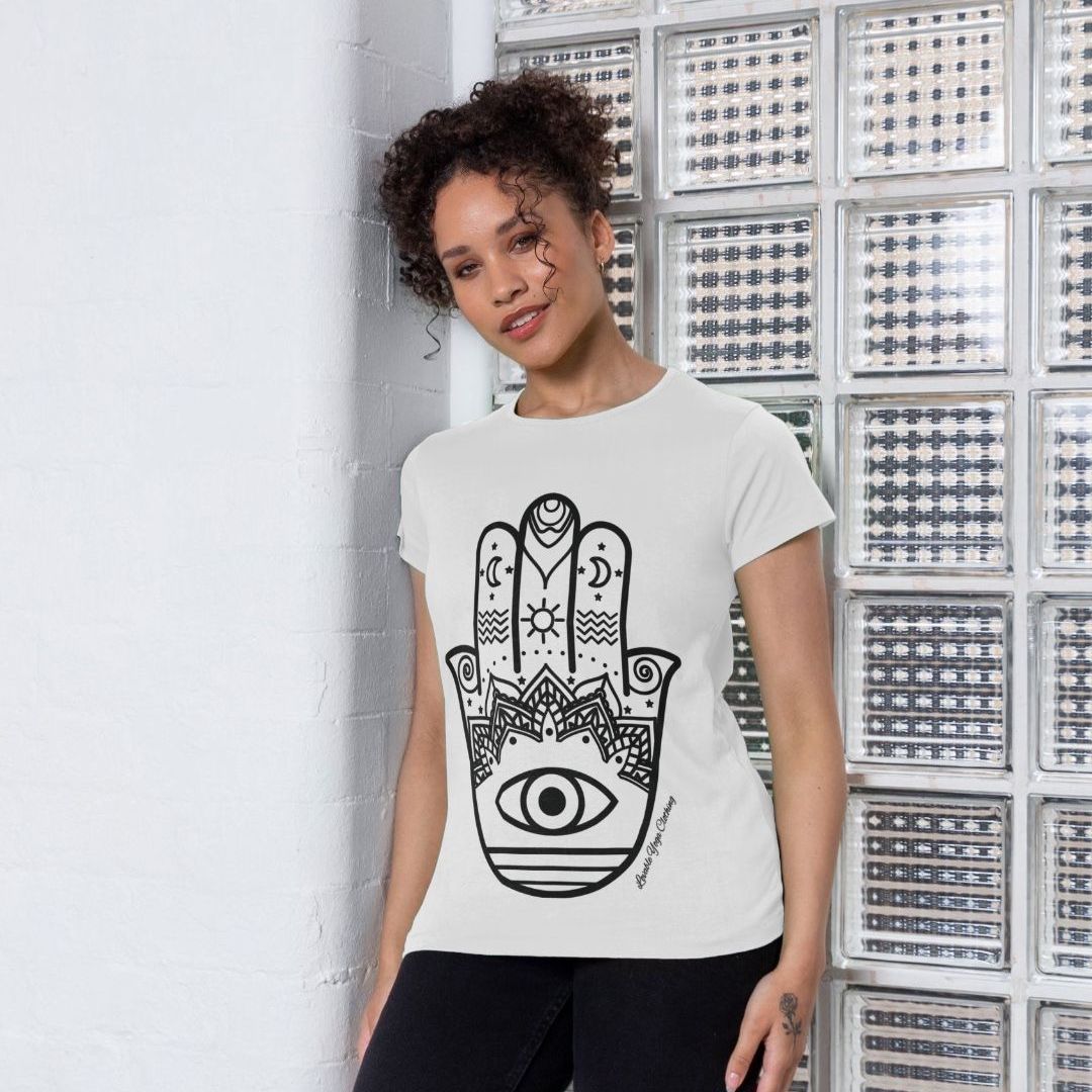 Lucky Brand Women's Plus Size Watercolor Hamsa Hand Tee, White Cap Grey, 3X  at  Women's Clothing store