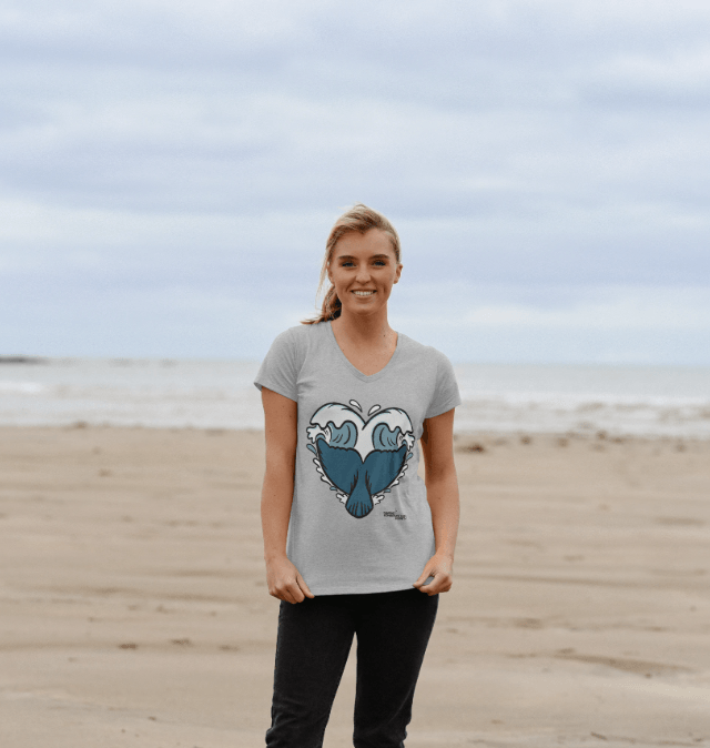 Whale Tail Heart V-Neck Top