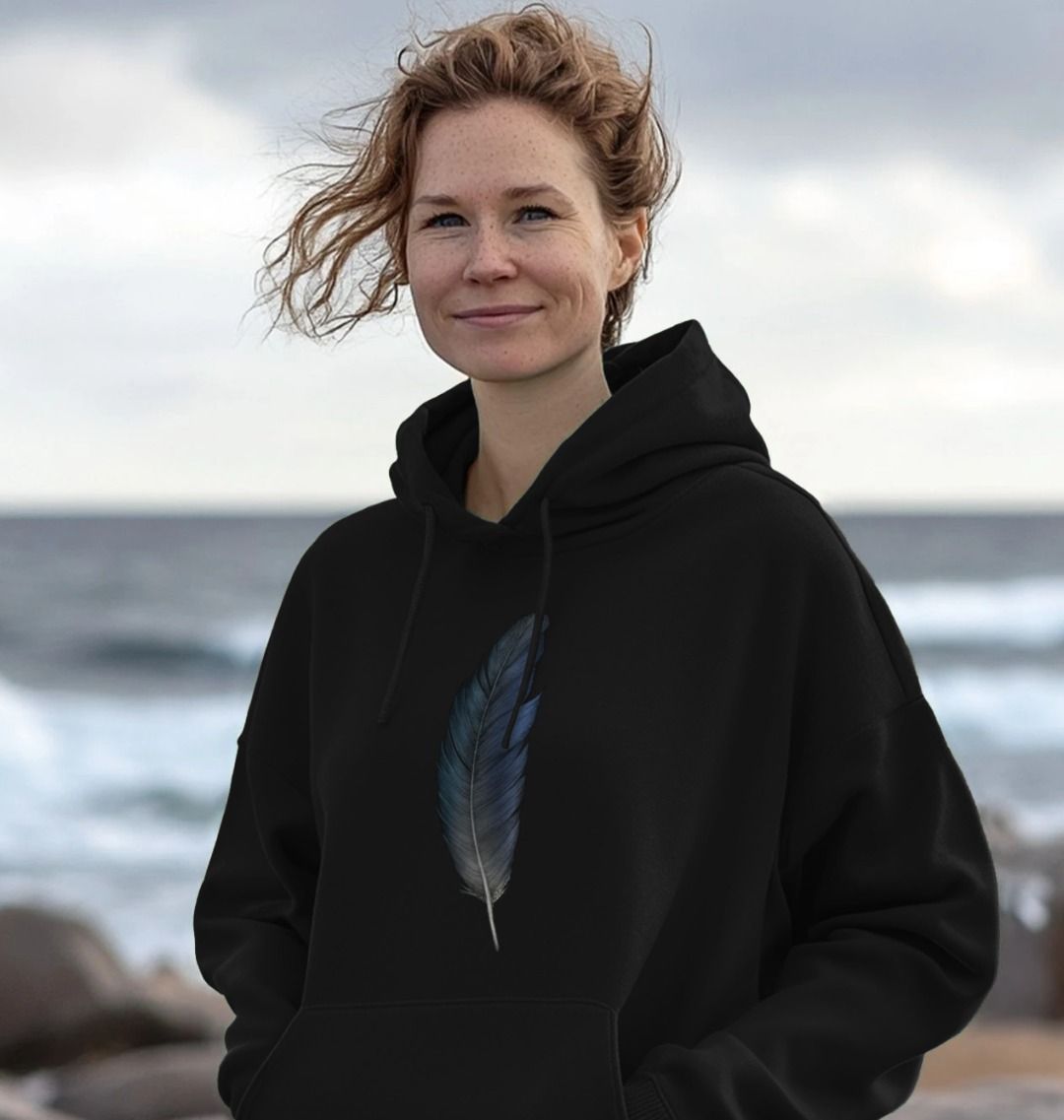 Raven Feather Unisex Kangaroo Pocket Hoodie