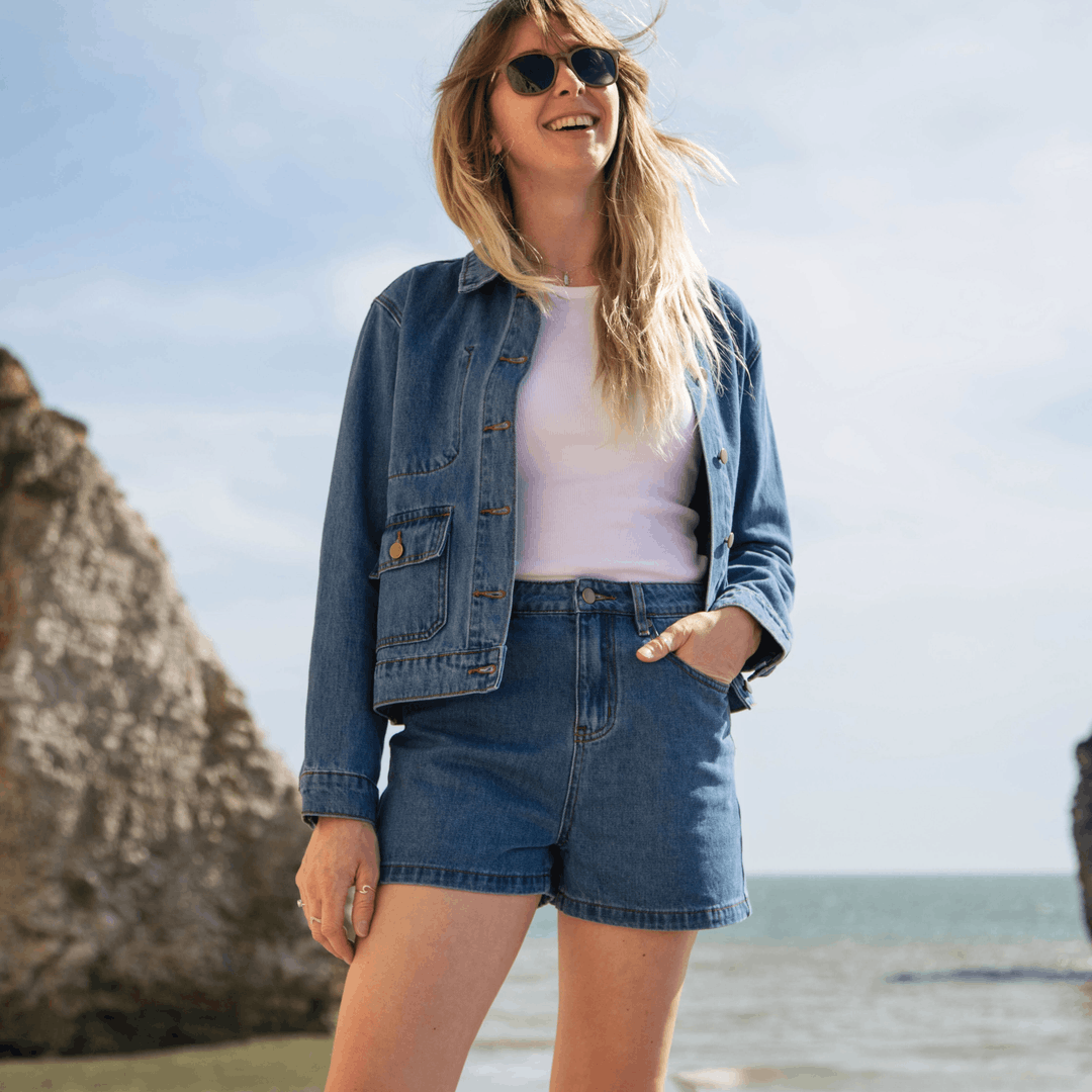 Denim Jacket Denim Piece Short Set Denim Co Ord Set Denim Two