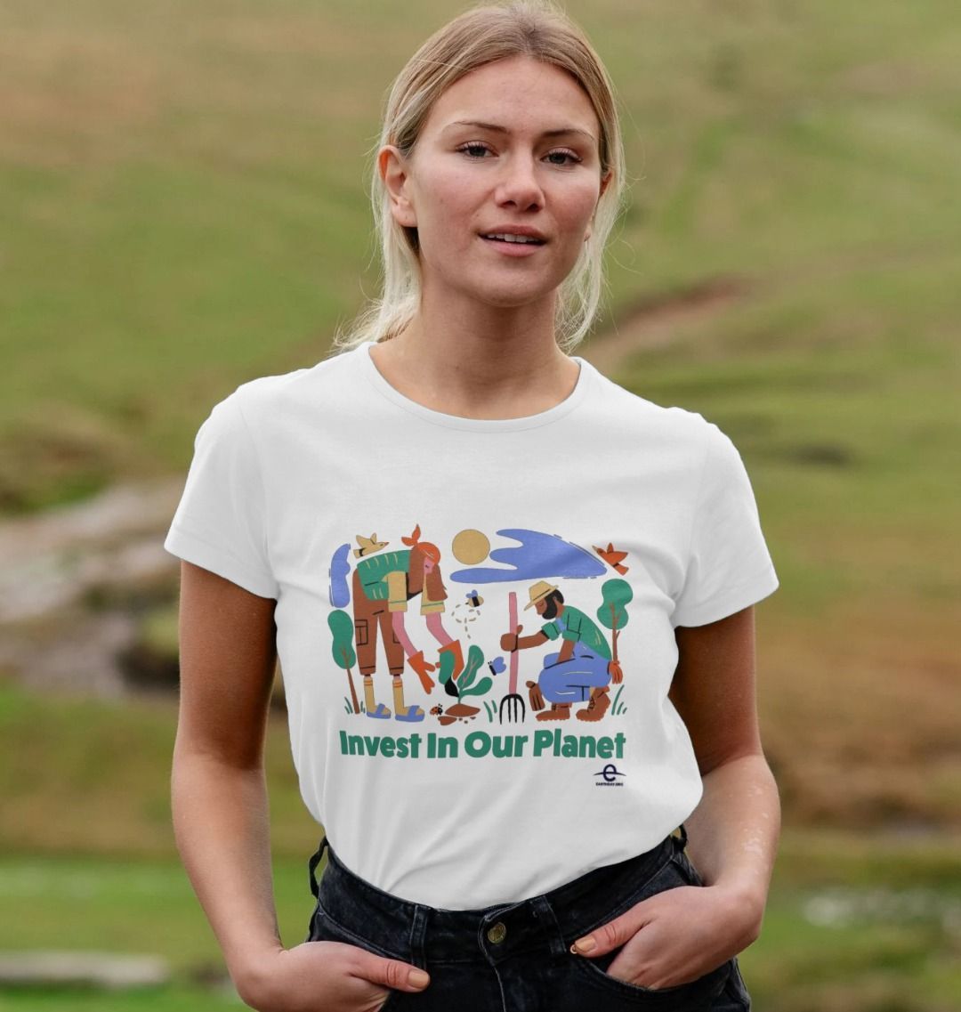 Invest In Our Planet Earth Day Fitted Women's T-shirt