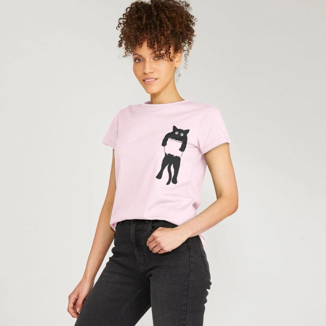 Cute Black Cat T-Shirt Kitty Lovers Big Face Black Cat Shirt