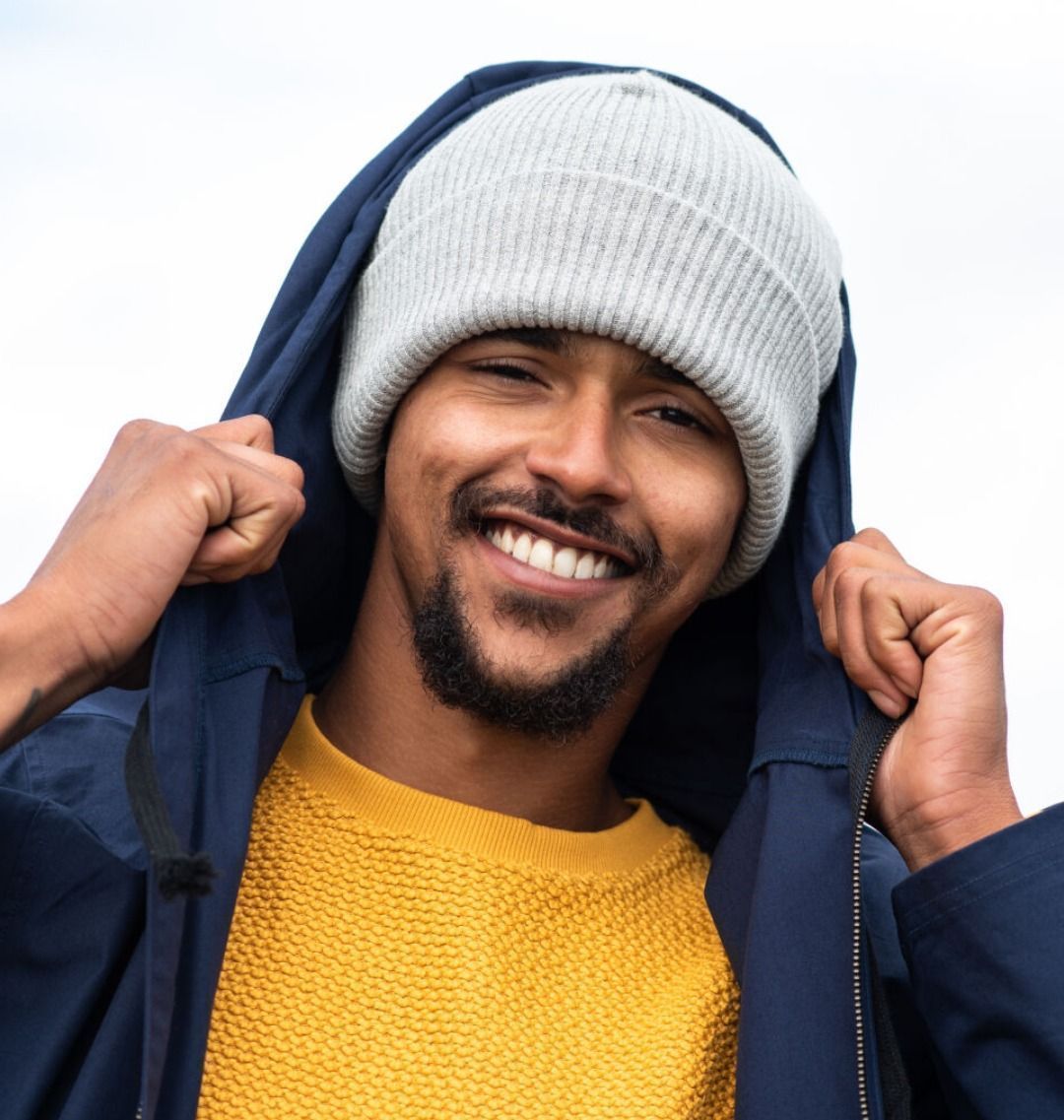 Men's Grey Organic Cotton Beanie Hat
