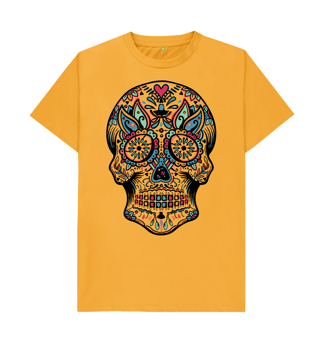 T-shirt biker Tête de mort Yellow sugar skull