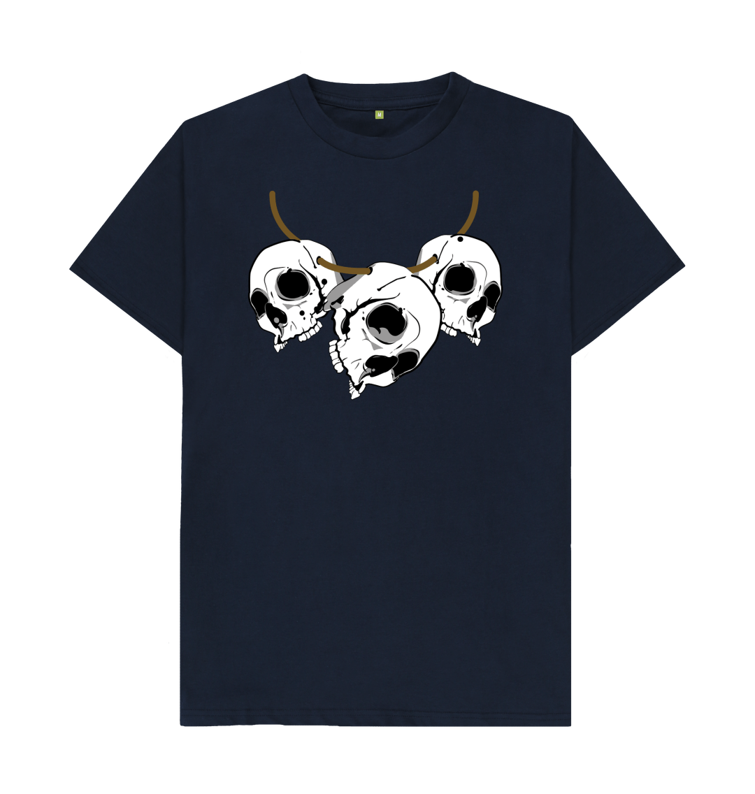 Voodoo T Shirt Three Skull Necklace Tribal Art