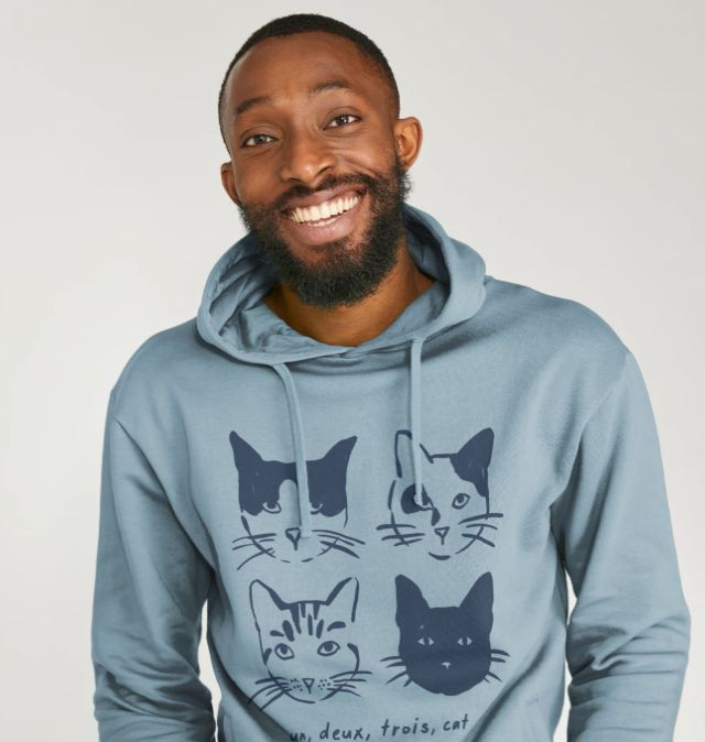 Blue cat hoodie sale