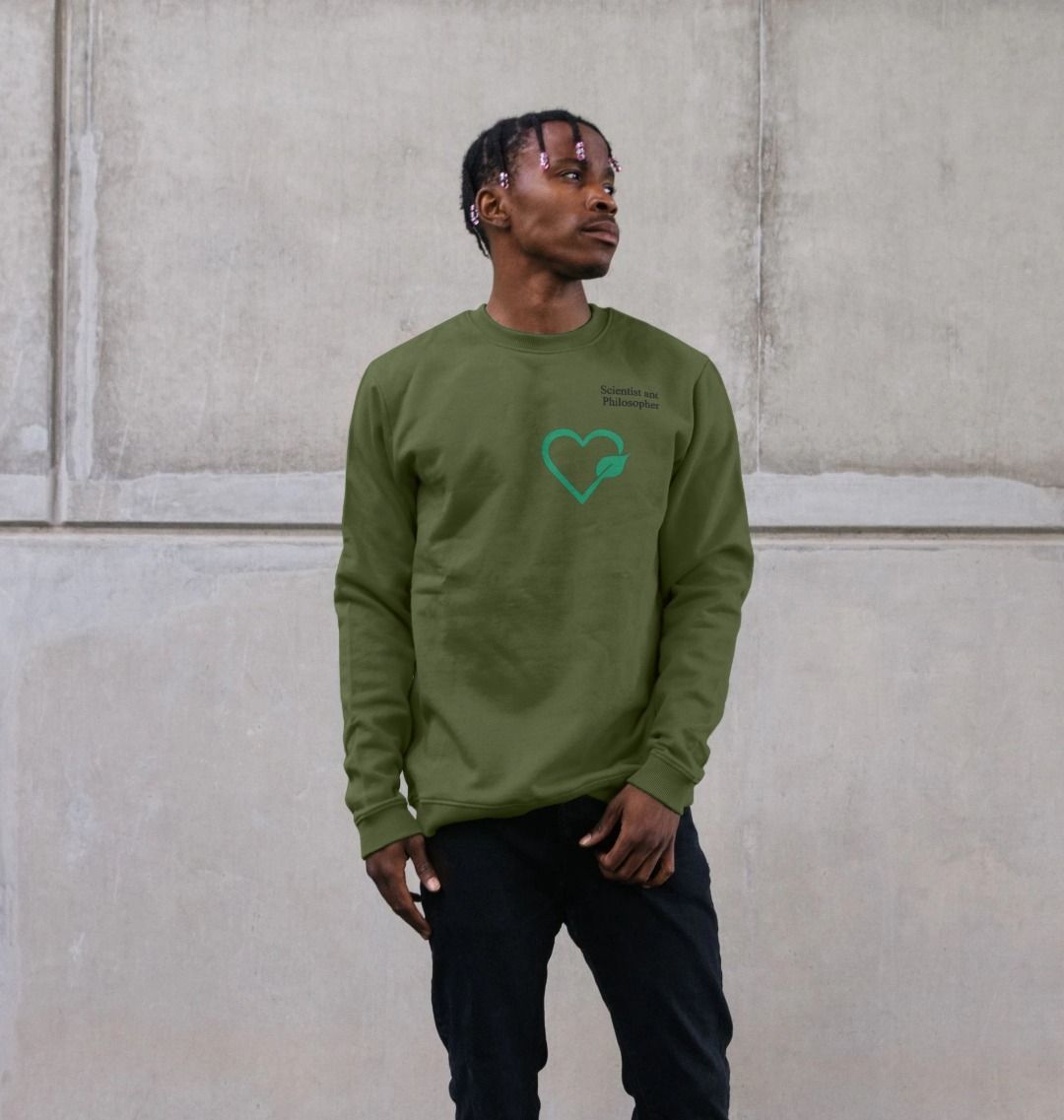 Men's Crew Neck Green Leaf Heart Sweater